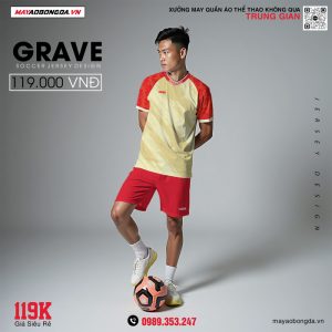 Mẫu quần áo bóng đá không logo Grave màu kem