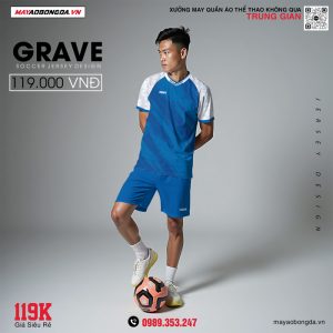 Mẫu quần áo đá bóng logo Grave màu xanh bích
