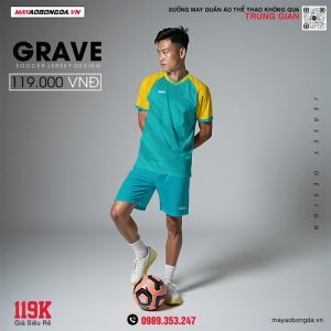 Mẫu quần áo đá bóng không logo Grave màu xanh bích