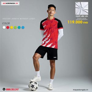 Mẫu quần áo bóng đá không logo Roar màu đỏ đẹp