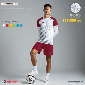 Mẫu quần áo bóng đá không logo Roar màu trắng