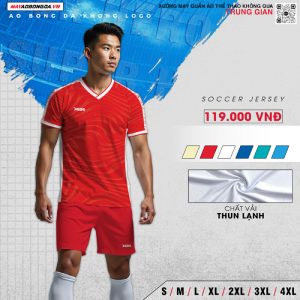 Mẫu quần áo bóng đá không logo Rush màu đỏ mới nhất