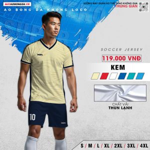 Mẫu quần áo đá bóng không logo Rush màu kem hot