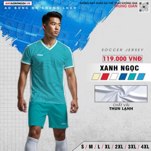 Mẫu quần áo bóng đá không logo Rush màu xanh ngọc