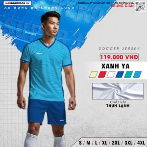 Mẫu quần áo bóng đá không logo Rush màu xanh ya