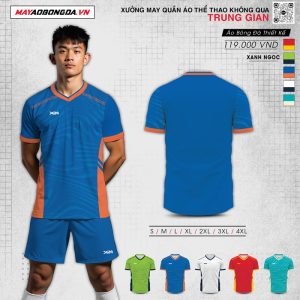 Mẫu quần áo đá bóng không logo Strive màu xanh bích