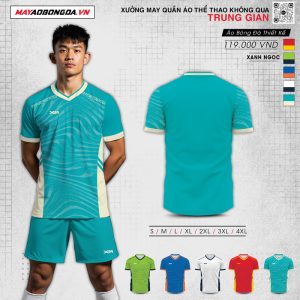 Mẫu quần áo đá bóng không logo Strive màu xanh ngọc