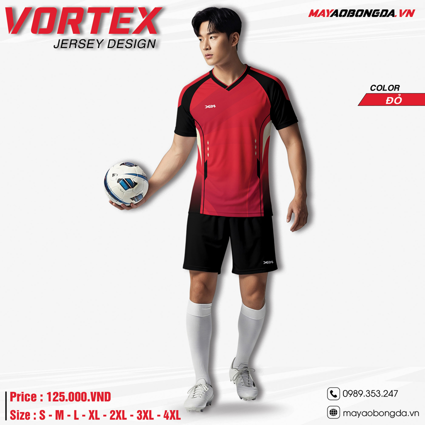 Áo bóng đá không logo màu đỏ Vortex Jersey Design