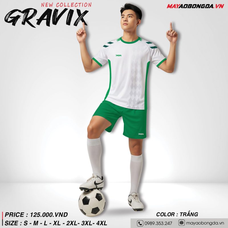 Áo Bóng Đá GRAVIX Màu Trắng Xanh Lá - Thiết Kế Năng Động, Thẩm Mỹ Thể Thao