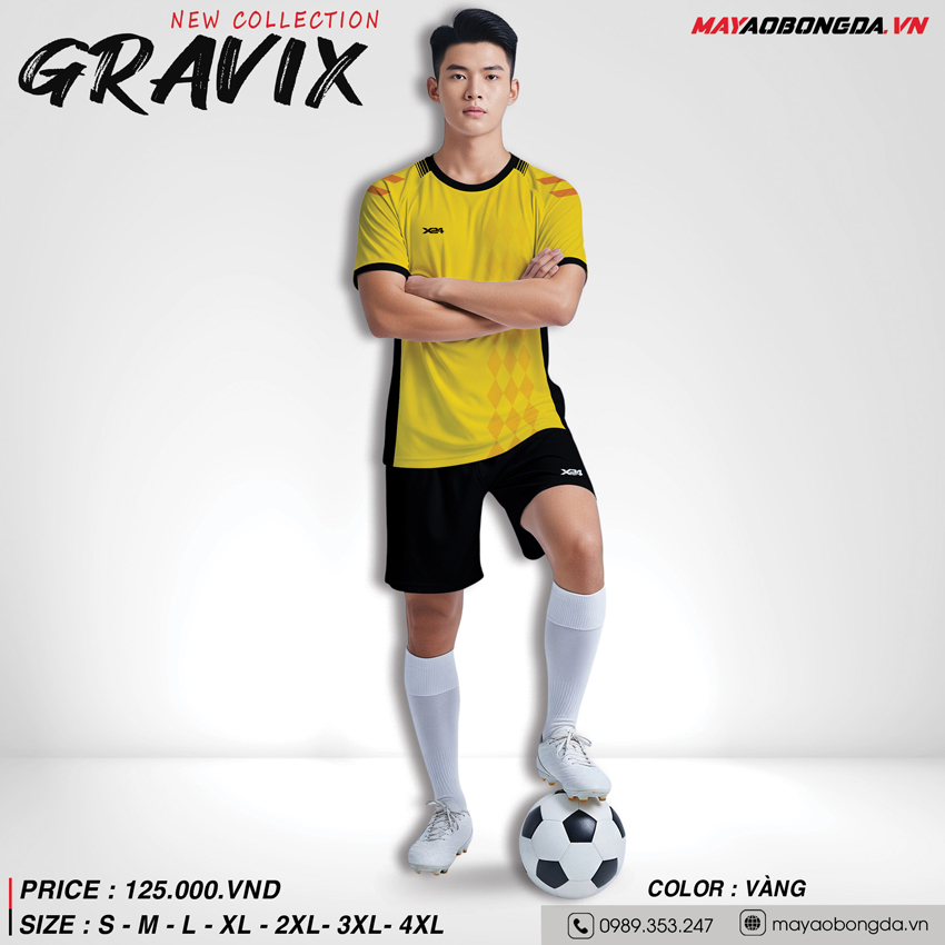 Áo bóng đá không logo màu vàng GRAVIX