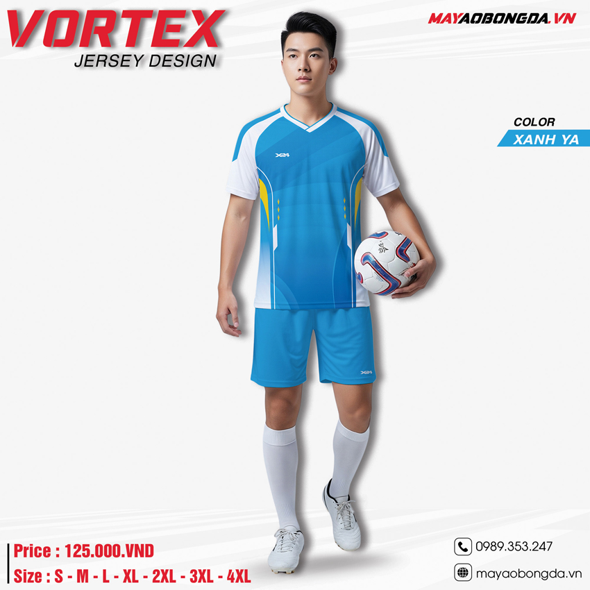 Áo bóng đá không logo màu xanh ya Vortex Jersey Design