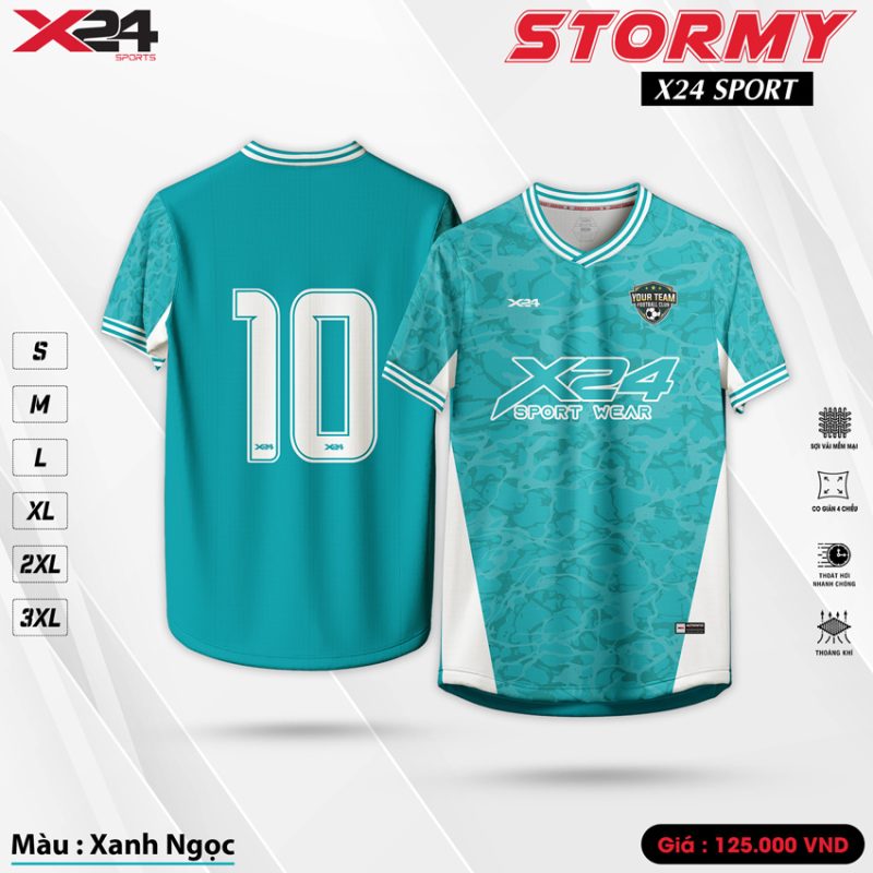 Áo Bóng Đá Stormy X24 Sport | Xanh Ngọc Năng Động & Cá Tính