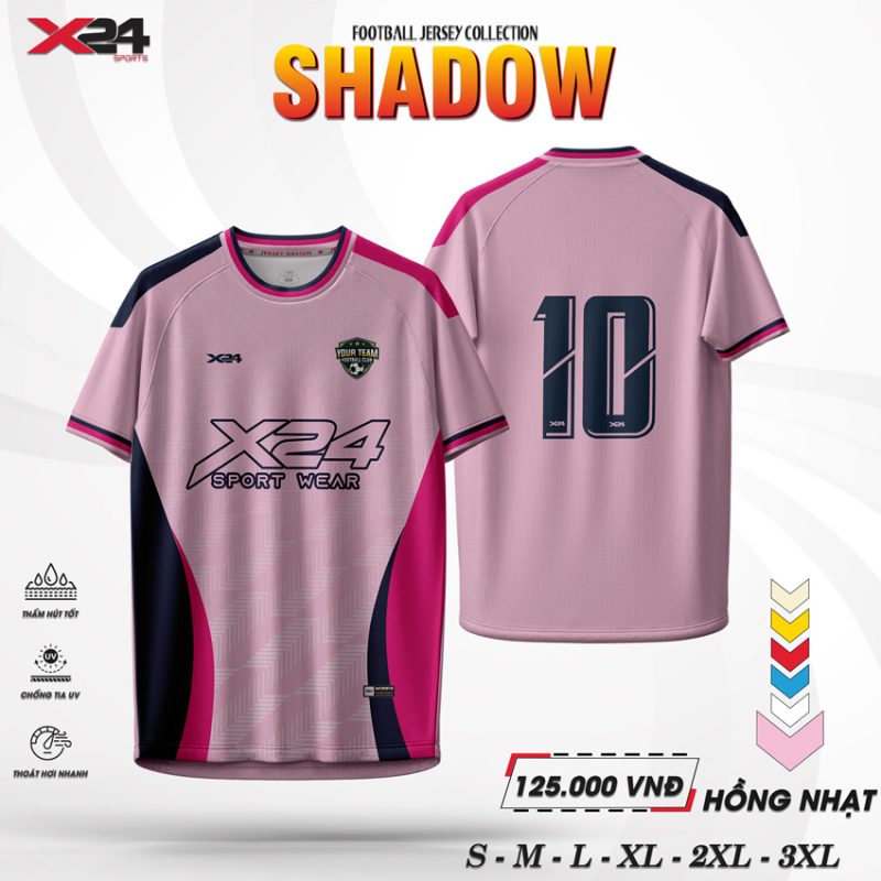 Áo Bóng Đá SHADOW - X24 Sport Wear Hồng Nhạt Cá Tính