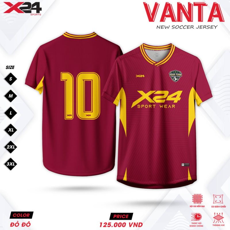 Áo bóng đá VANTA đỏ đô - X24 Sports