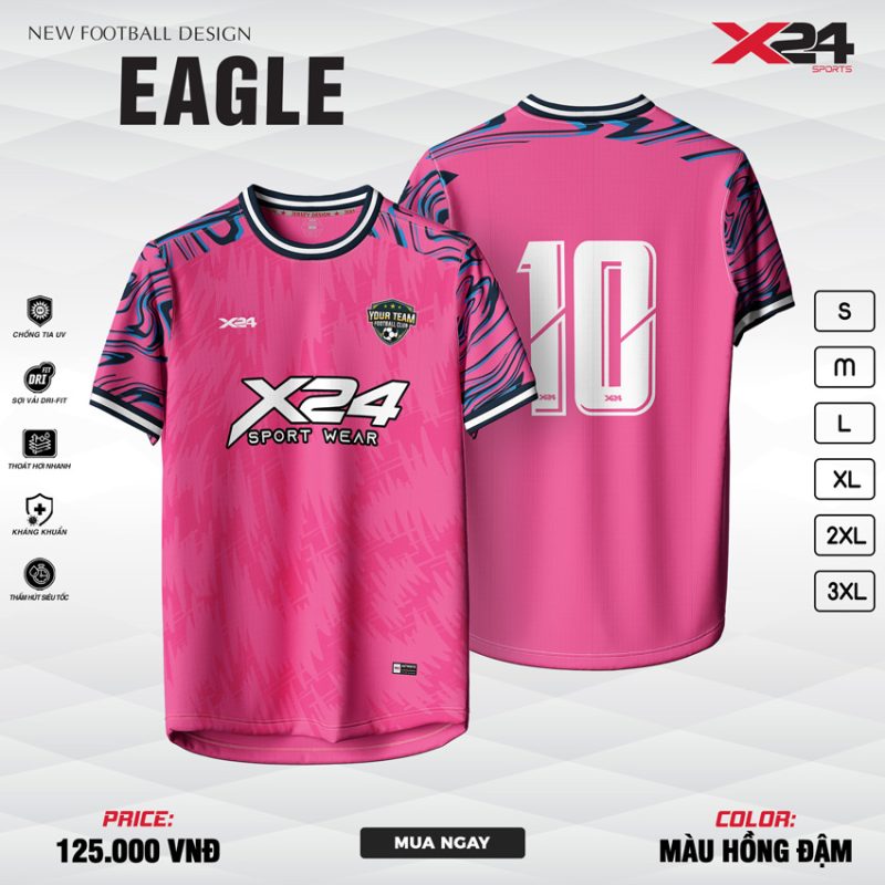Áo Bóng Đá X24 Eagle Màu Hồng Đậm Cá Tính