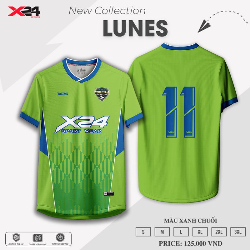Áo Thể Thao X24 LUNES - Màu Xanh Chuối Năng Động