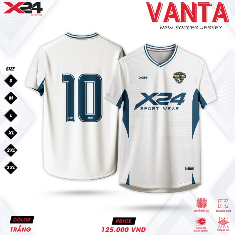 Áo bóng đá VANTA trắng - X24 Sports