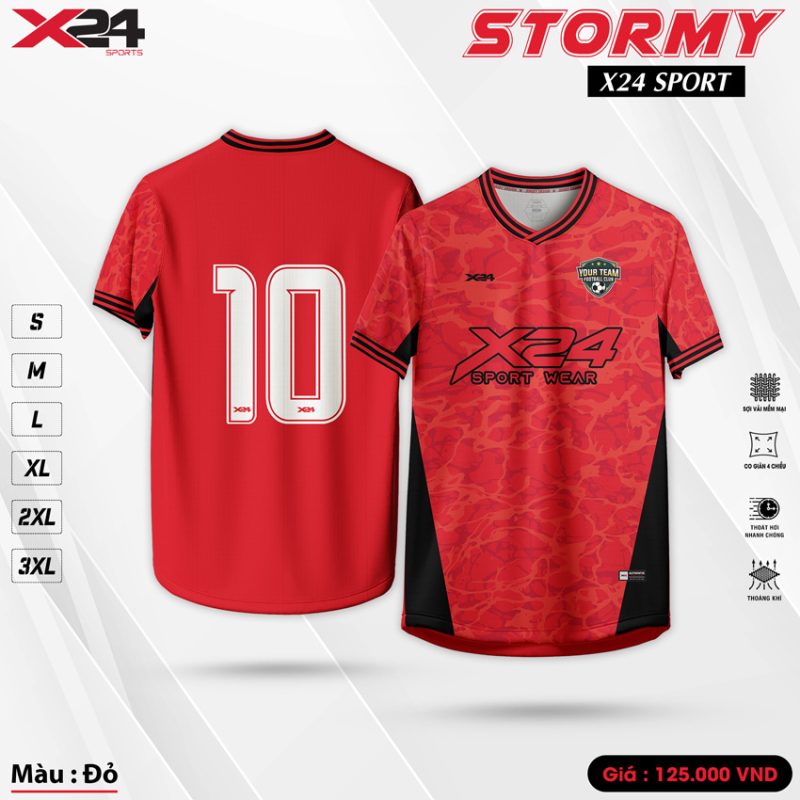 Áo Bóng Đá X24 SPORT STORMY – Đỏ Cá Tính