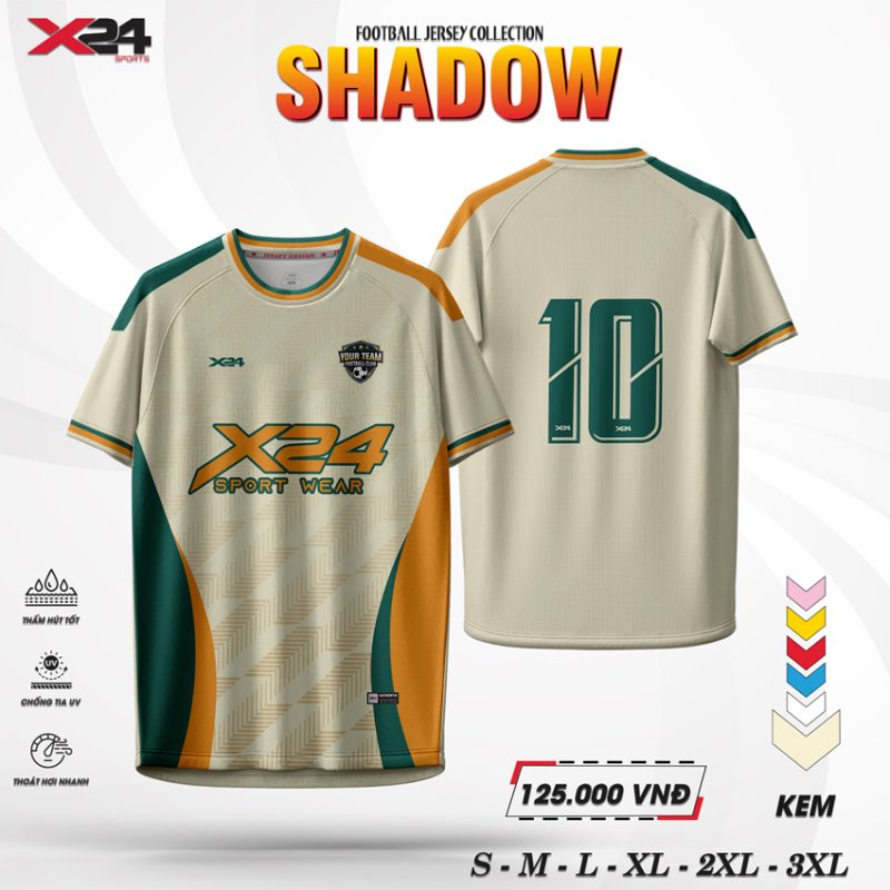 Áo bóng đá màu kem SHADOW - X24 Sport Wear