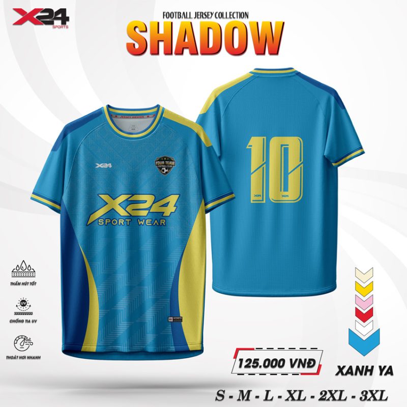 Áo Bóng Đá X24 Shadow Màu Xanh Ya – Năng Động, Mạnh Mẽ Trên Từng Đường Chạy